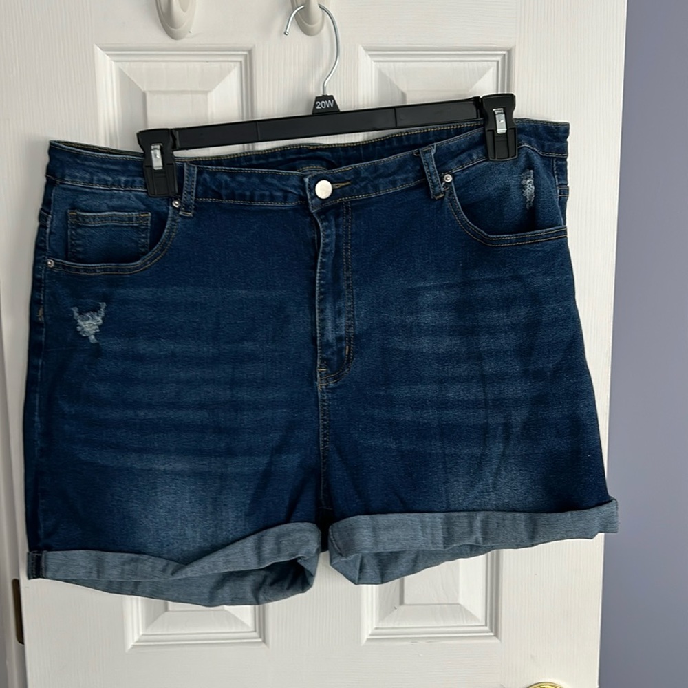 SHEIN Frenchy Plus High Waist Roll Hem Denim Shorts 4X (20)